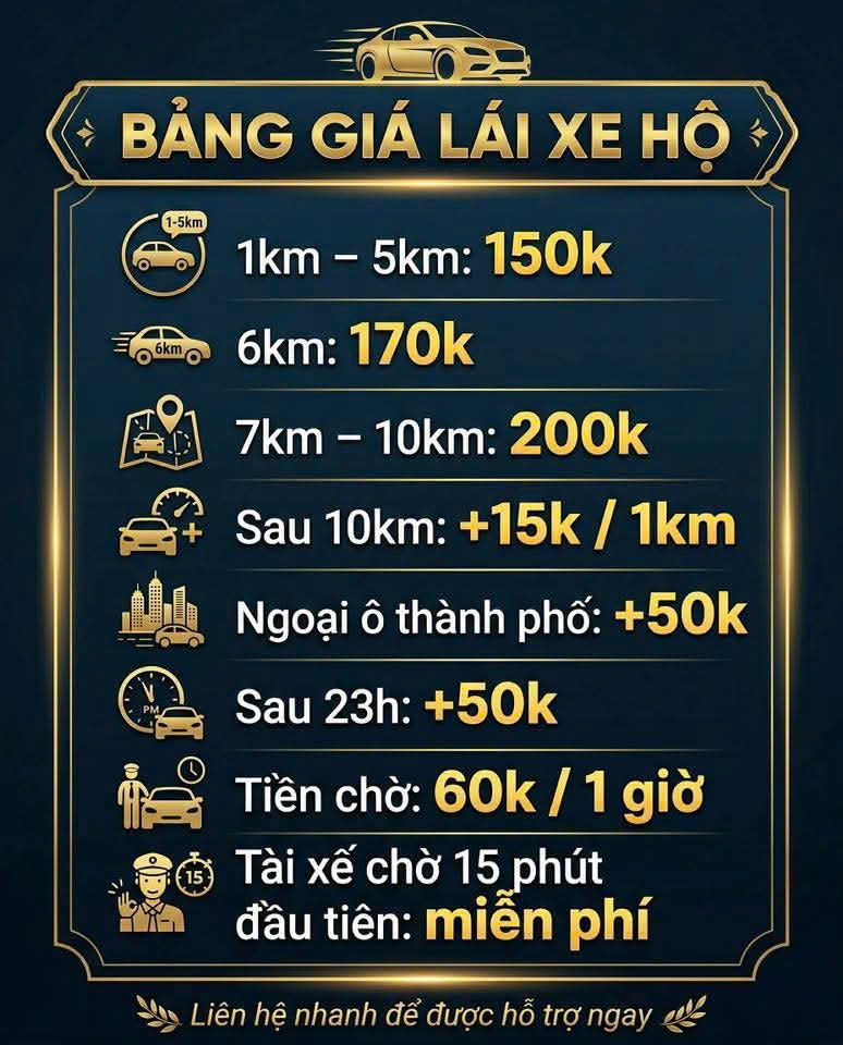 Bảng giá lái xe hộ Đà Nẵng